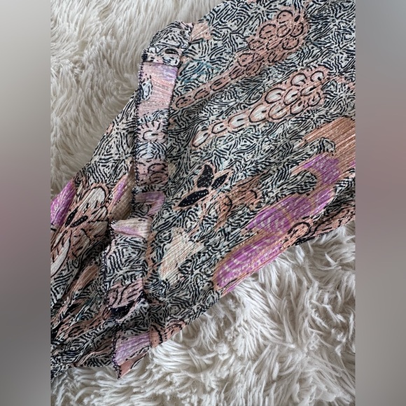 Ulla Johnson Silk Blend Ruffle Floral Lara Blouse Pink Neutral Top Size 4 - Picture 13 of 16